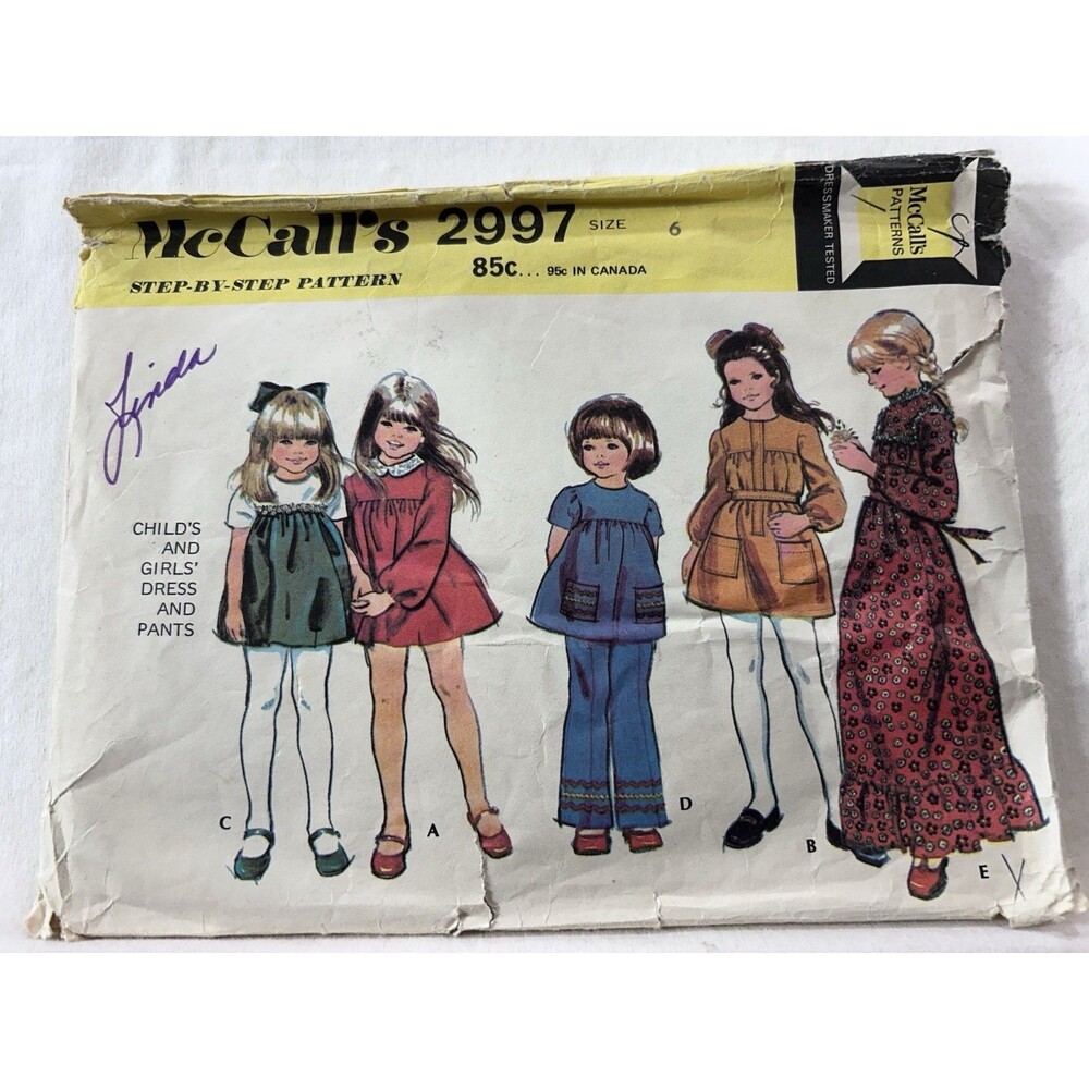 1971 McCall's 2997 Child/Girls Dress & Pants Size 6, CUT